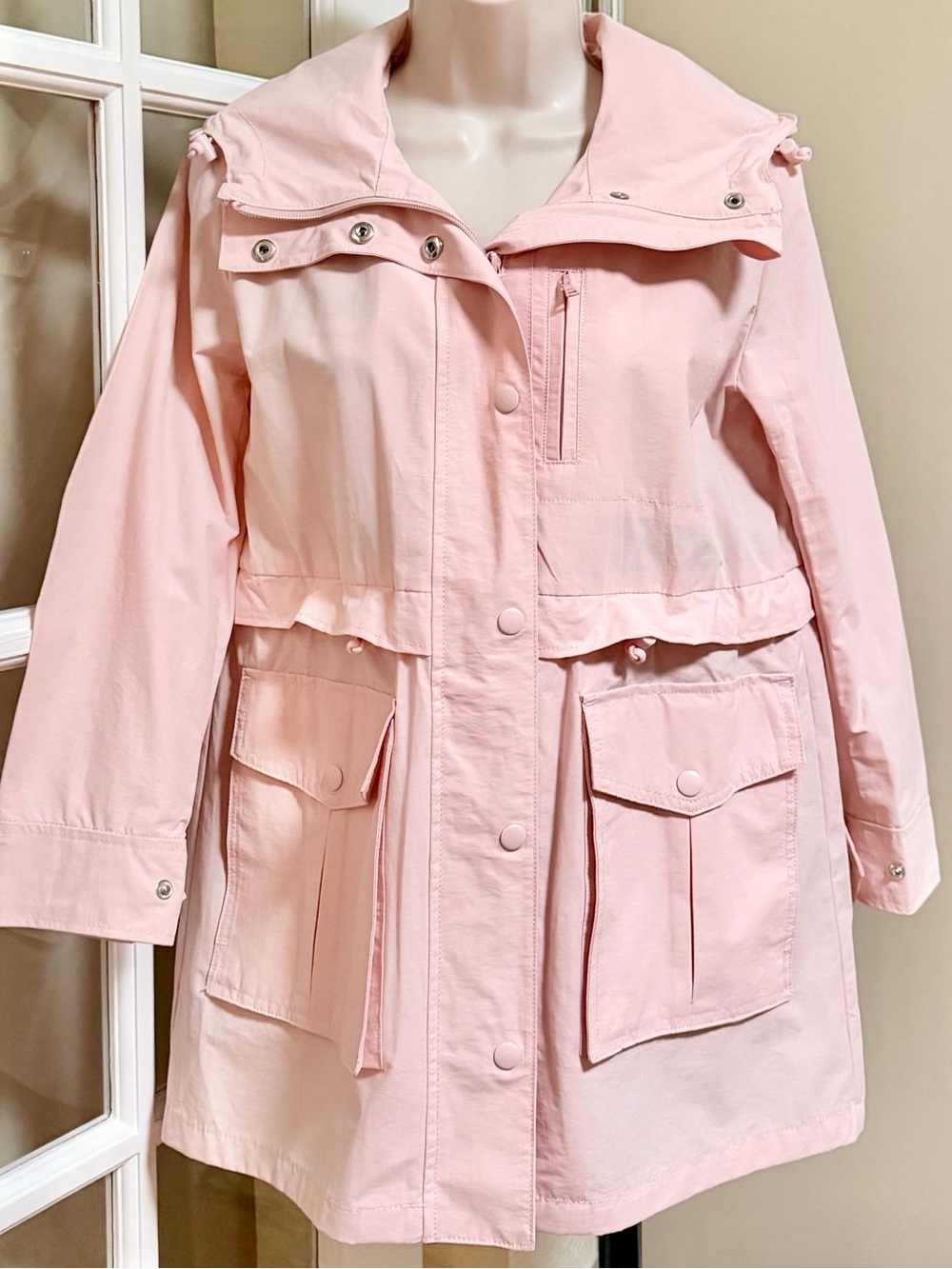 J. Crew Pale Pink Hooded Utility Jacket